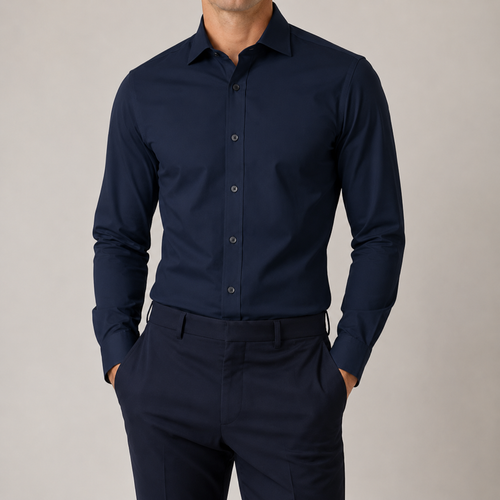Mørkeblå Twill – Langærmet