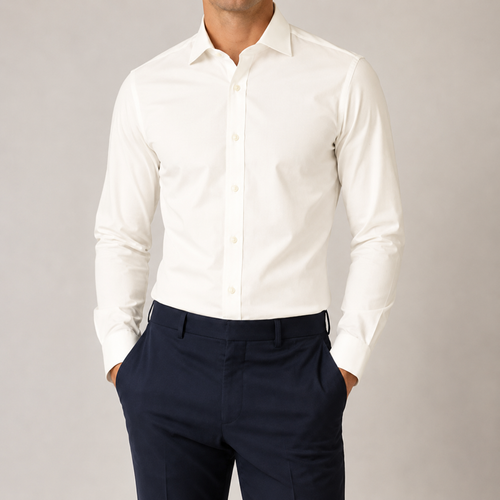 Creme Poplin – Langærmet